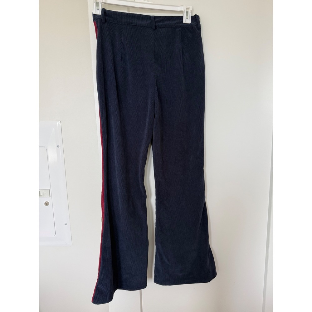 Cider Colorblock Retro Corduroy Flare Pants Navy Blue Red High Waisted Size M - Picture 12 of 13